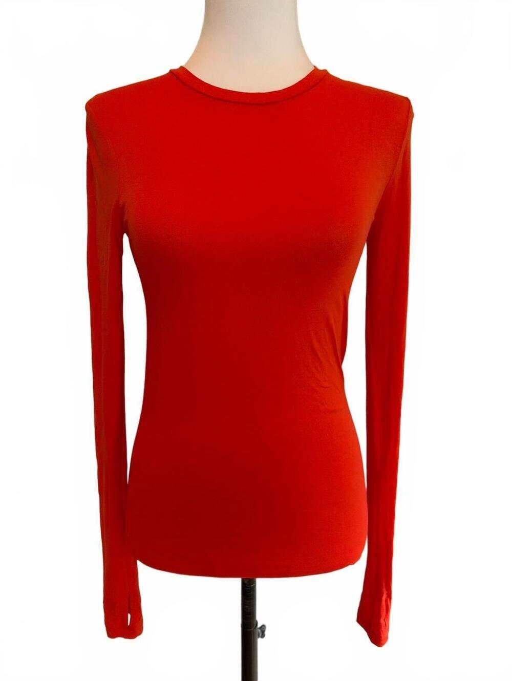 COS Orange Long Sleeve Top S Minimalist Fall Layering Halloween Pumpkin Picking